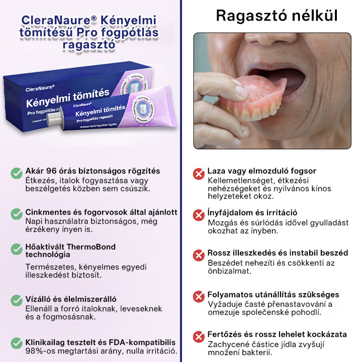 💎💎 KORLÁTOZOTT KÜLÖNLEGES AJÁNLAT 🔥 CleraNaure® Comfort Seal Pro Fogsor Ragasztó 🦷💜 FDA Tanúsítvánnyal🦷🦷