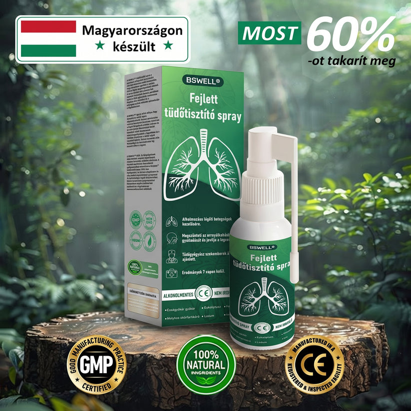 🍀🍀 BSWELL® Fejlett Tüdőtisztító Spray-✅ Támogatja a tüdő, a hörgők és az orrmelléküregek egészségét, hozzájárul a légzőrendszer megfelelő működéséhez, és megkönnyítheti a légzést.