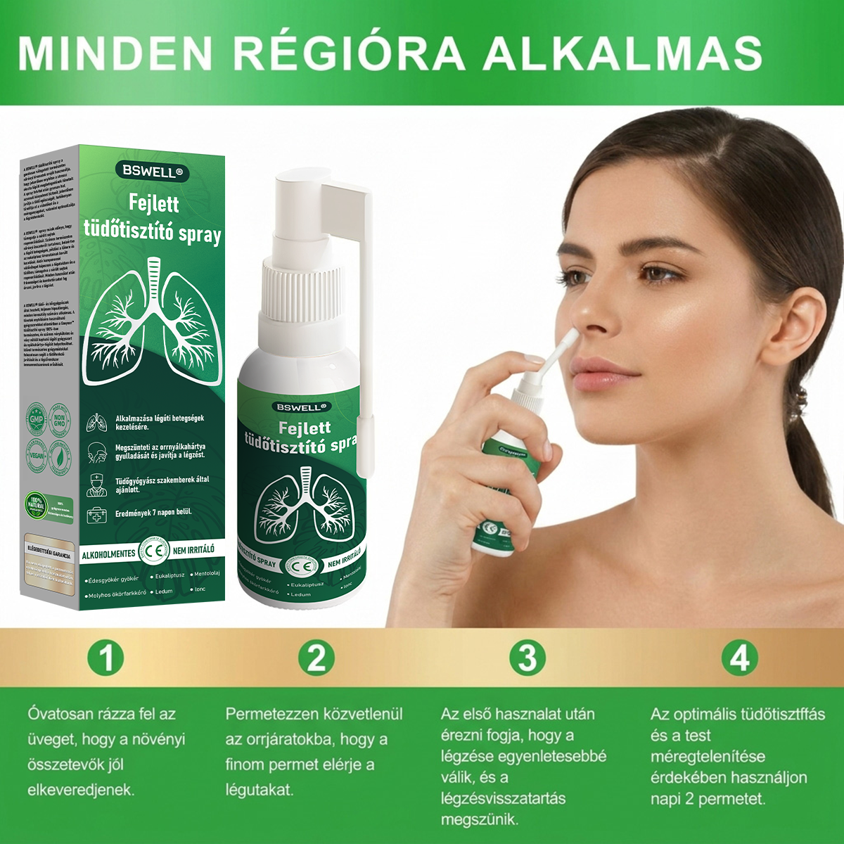 🍀🍀 BSWELL® Fejlett Tüdőtisztító Spray-✅ Támogatja a tüdő, a hörgők és az orrmelléküregek egészségét, hozzájárul a légzőrendszer megfelelő működéséhez, és megkönnyítheti a légzést.
