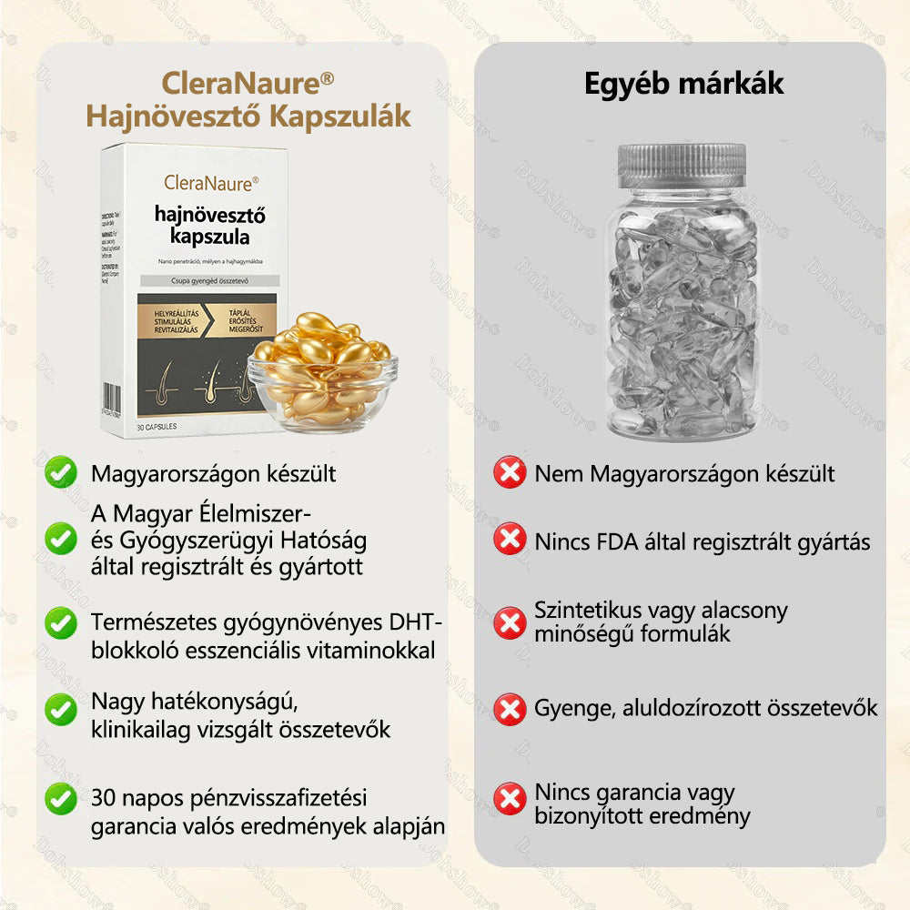 🔥 Hajnövesztő kapszula | CleraNaure® hajnövesztő kapszula | Nanotechnológiás behatolás, mélyen a hajgyökerekig