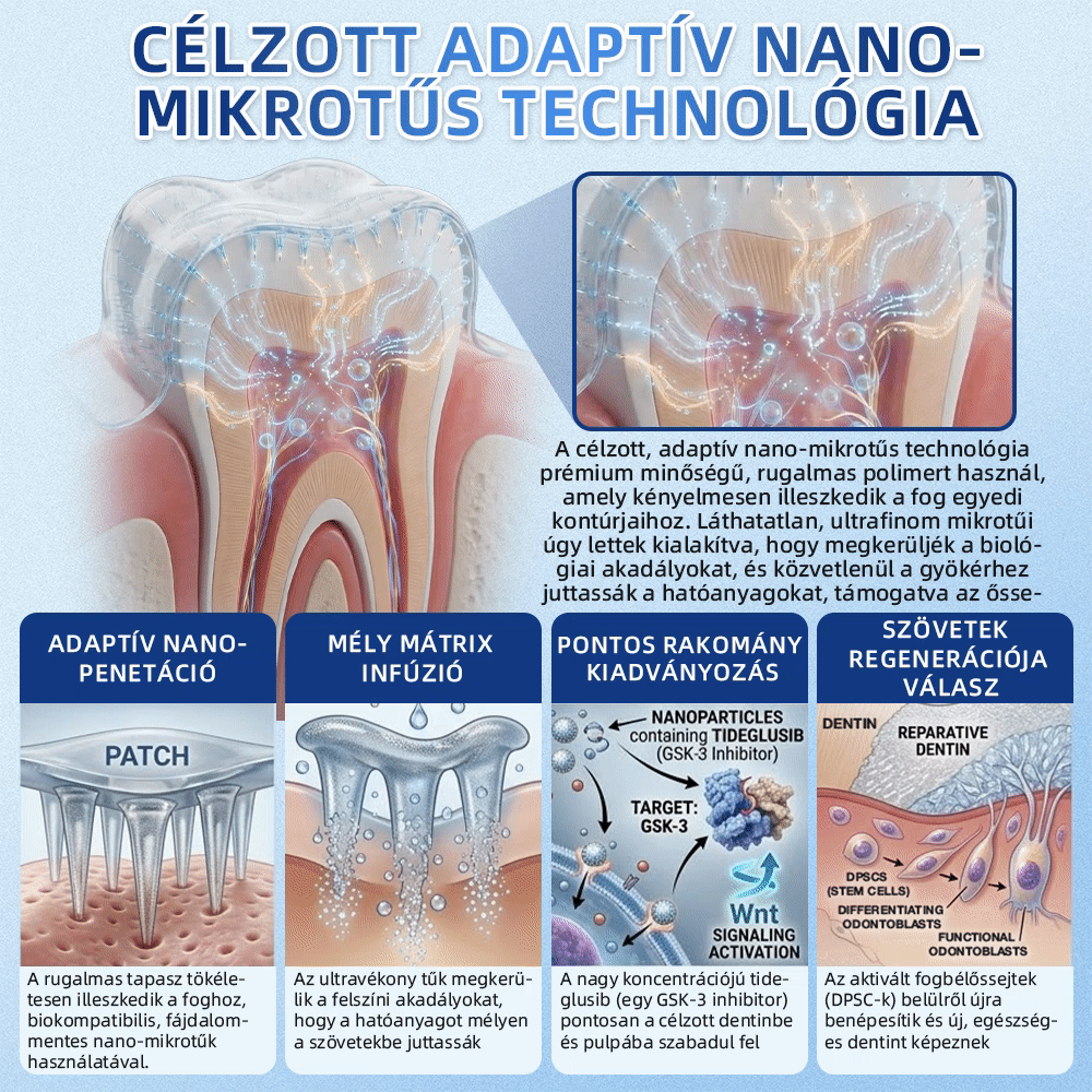 🦷CleraNaure® Tideglusib Fog & íny Javító mikrotűs tapasz | Fejlett őssejt-aktiváló fogcsíkok (újjáépíti a fogzománcot és a dentint • erősíti az ínyt • megszünteti a fogkövet és a szagokat • megállítja a fogérzékenységet) 3.0