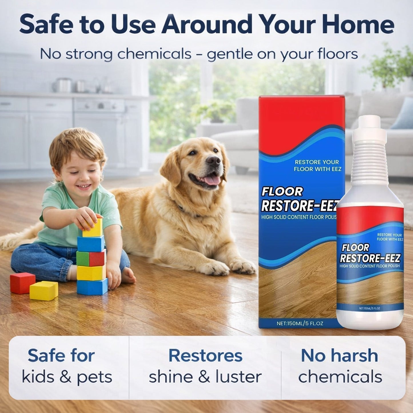 KUBOZN® Floor Restorer – Fast-drying, non-toxic shine. ✨