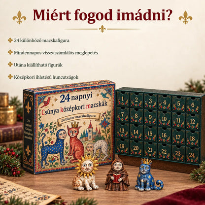 🐱🏰 2026-os adventi kalendárium – 24 nap mókásan ronda középkori macskákkal