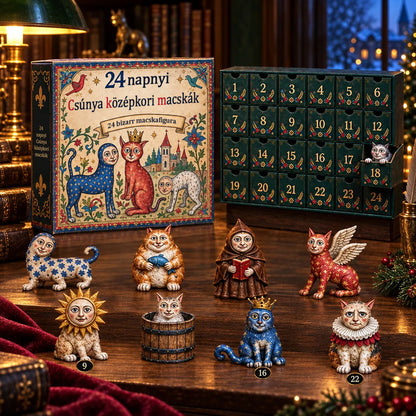 🐱🏰 2026-os adventi kalendárium – 24 nap mókásan ronda középkori macskákkal