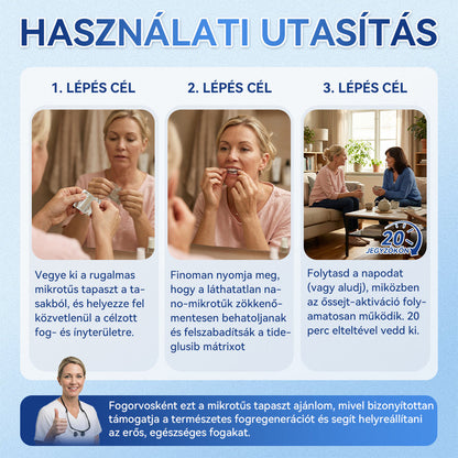🦷CleraNaure® Tideglusib Fog & íny Javító mikrotűs tapasz | Fejlett őssejt-aktiváló fogcsíkok (újjáépíti a fogzománcot és a dentint • erősíti az ínyt • megszünteti a fogkövet és a szagokat • megállítja a fogérzékenységet) 3.0