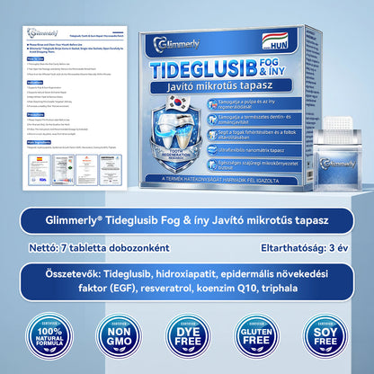 🦷CleraNaure® Tideglusib Fog & íny Javító mikrotűs tapasz | Fejlett őssejt-aktiváló fogcsíkok (újjáépíti a fogzománcot és a dentint • erősíti az ínyt • megszünteti a fogkövet és a szagokat • megállítja a fogérzékenységet) 3.0