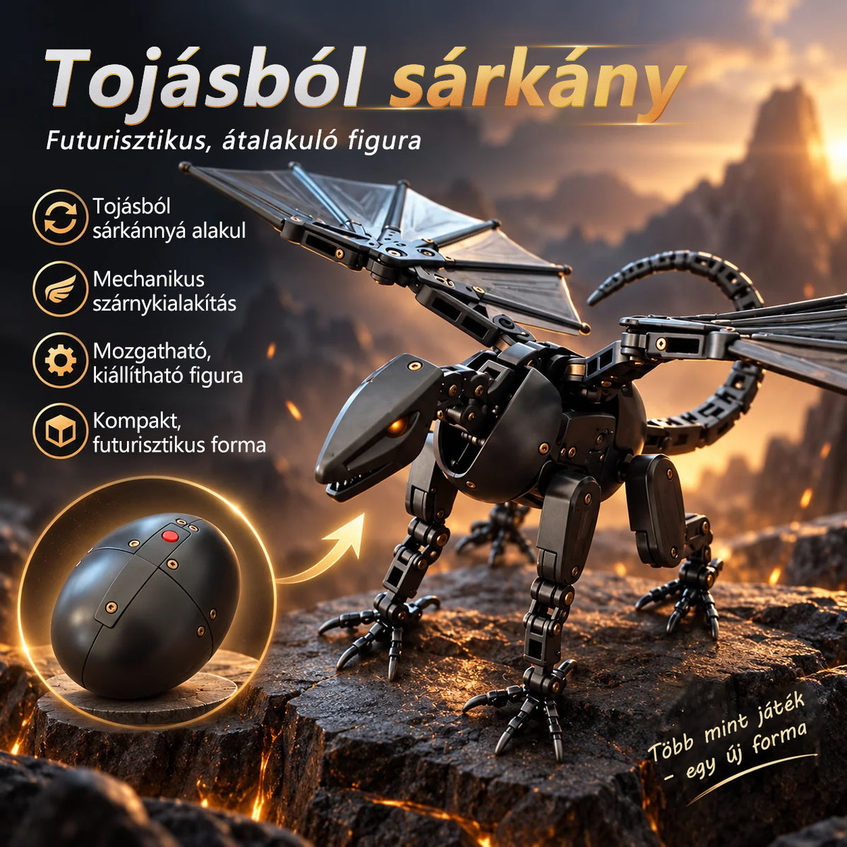 🔥 FORRÓ AKCIÓ – 50% KEDVEZMÉNY 🥚🐉 DragonMorph – Átalakuló mechanikus tojásból sárkánnyá játék 🐉