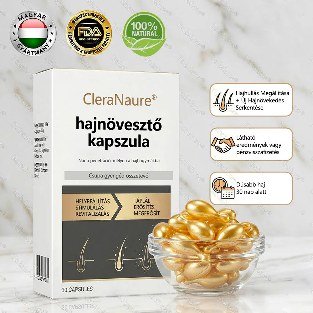 🔥 Hajnövesztő kapszula | CleraNaure® hajnövesztő kapszula | Nanotechnológiás behatolás, mélyen a hajgyökerekig