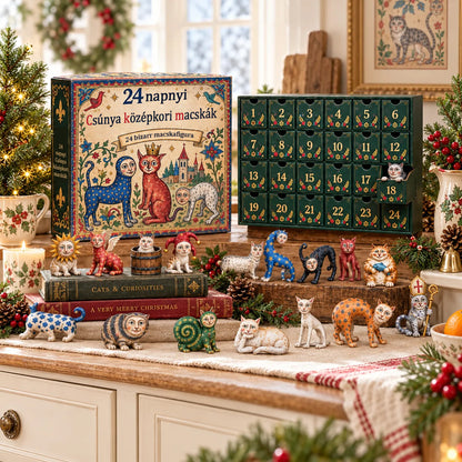 🐱🏰 2026-os adventi kalendárium – 24 nap mókásan ronda középkori macskákkal