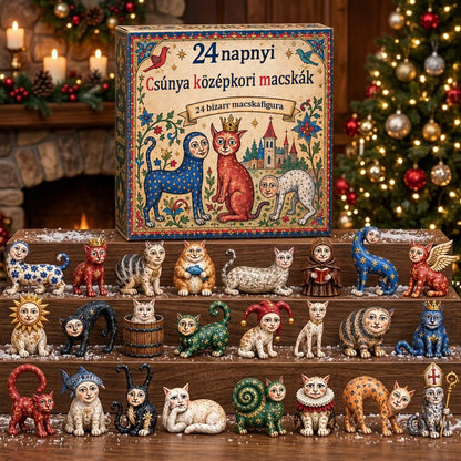 🐱🏰 2026-os adventi kalendárium – 24 nap mókásan ronda középkori macskákkal