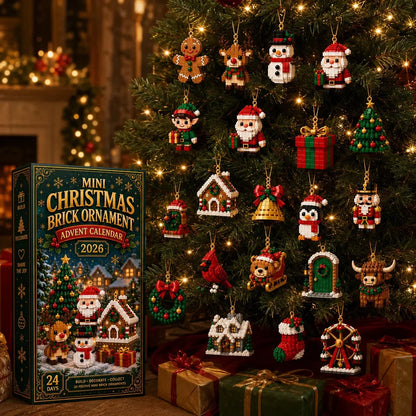 🎄 24 napos karácsonyi építőkockás adventi kalendárium – 24 egyedi, összeépíthető miniatűr karácsonyfadísszel