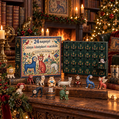 🐱🏰 2026-os adventi kalendárium – 24 nap mókásan ronda középkori macskákkal