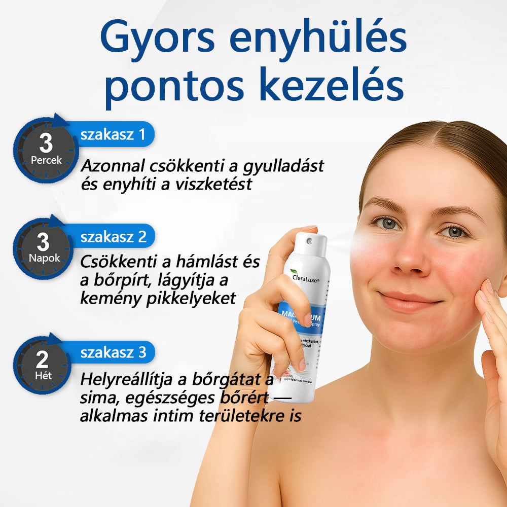 🏆CleraNature® Magnéziumos Spray – Gyors Enyhülés Viszkető, Vörös és Érzékeny Bőrre (Még Intim Területeken is)🏆