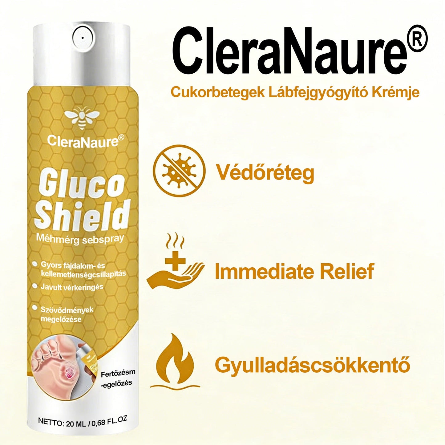 CleraNaure® GlucoShield méhcsípés elleni sebspray⭐