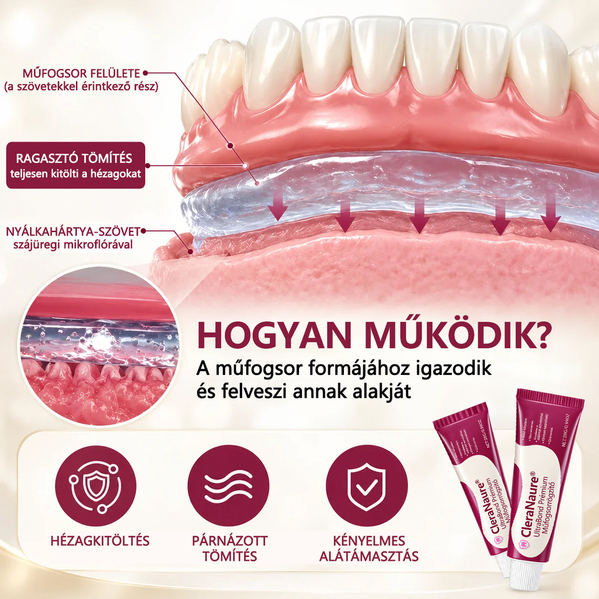 Spóroljon 50%-ot, ha még ma rendel 丨CleraNaure® UltraBond Prémium Műfogsorrögzítő – Elege van az elmozduló műfogsorból? Élvezze a biztosabb tartást! 🦷🧡