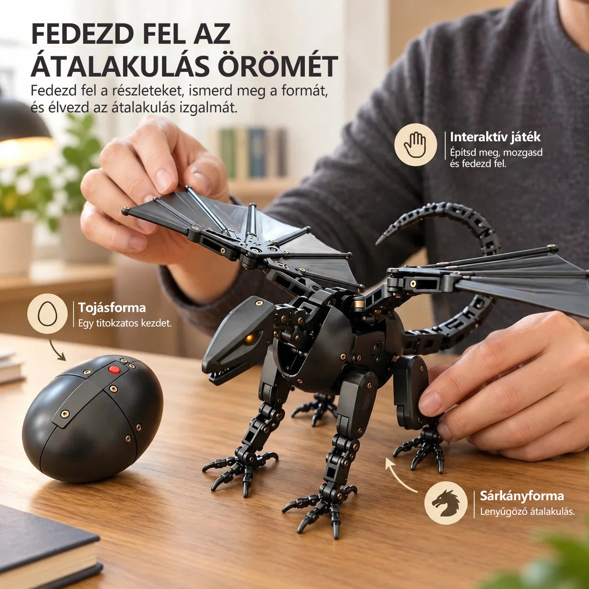 🔥 FORRÓ AKCIÓ – 50% KEDVEZMÉNY 🥚🐉 DragonMorph – Átalakuló mechanikus tojásból sárkánnyá játék 🐉