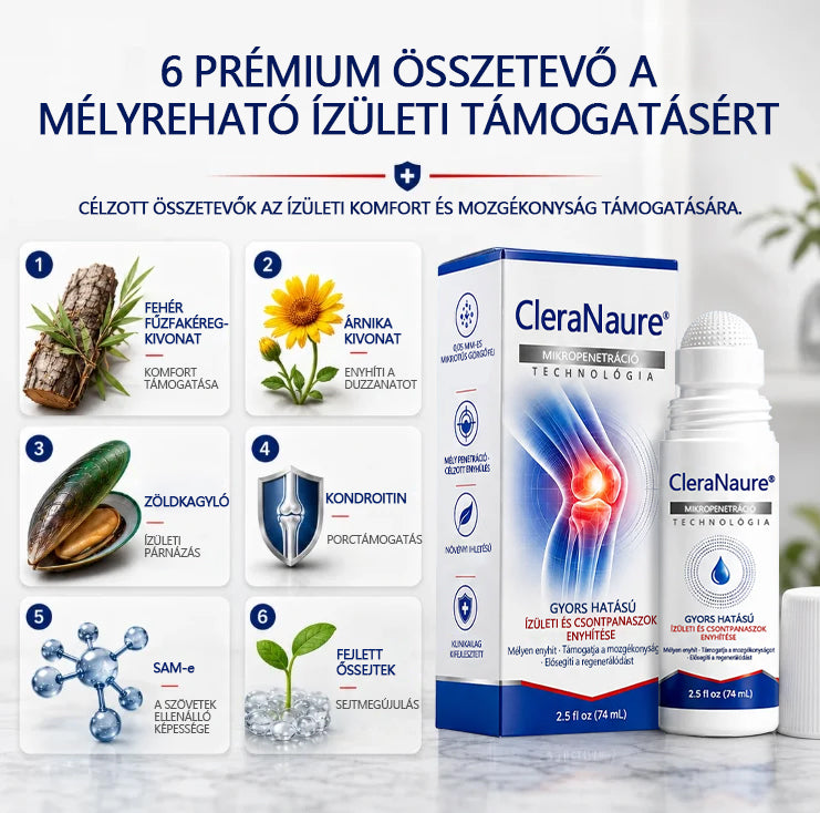 🦵 CleraNaure® Gyors Hatású Ízület- és Csonttámogató Formula ✨ Mikrotűs Ízület- és Csontregeneráló Görgő