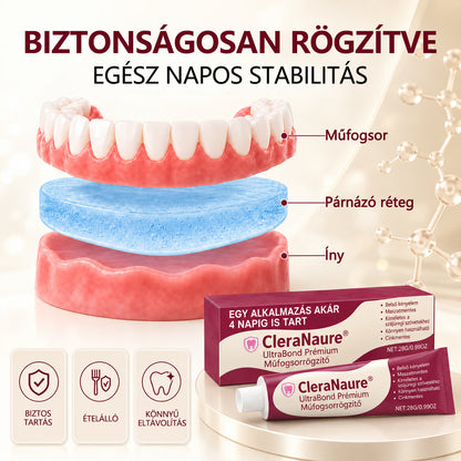 Spóroljon 50%-ot, ha még ma rendel 丨CleraNaure® UltraBond Prémium Műfogsorrögzítő – Elege van az elmozduló műfogsorból? Élvezze a biztosabb tartást! 🦷🧡