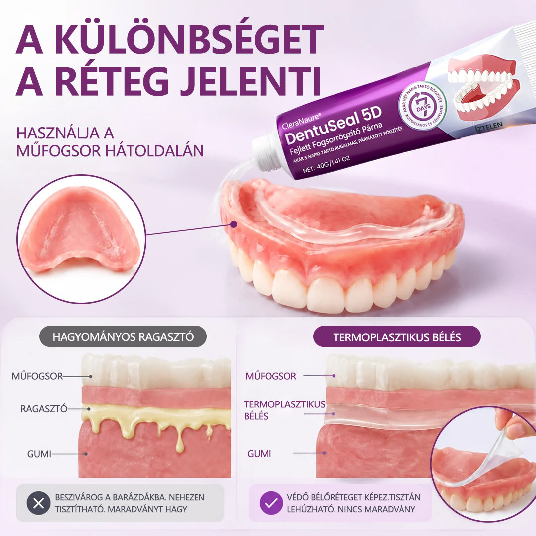 💜CleraNaure® DentuSeal 5D fejlett műfogsorrögzítő és párnázó ragasztó