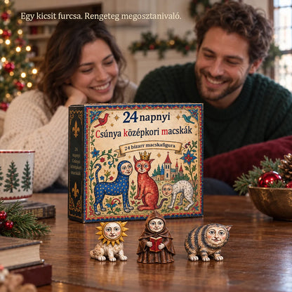 🐱🏰 2026-os adventi kalendárium – 24 nap mókásan ronda középkori macskákkal