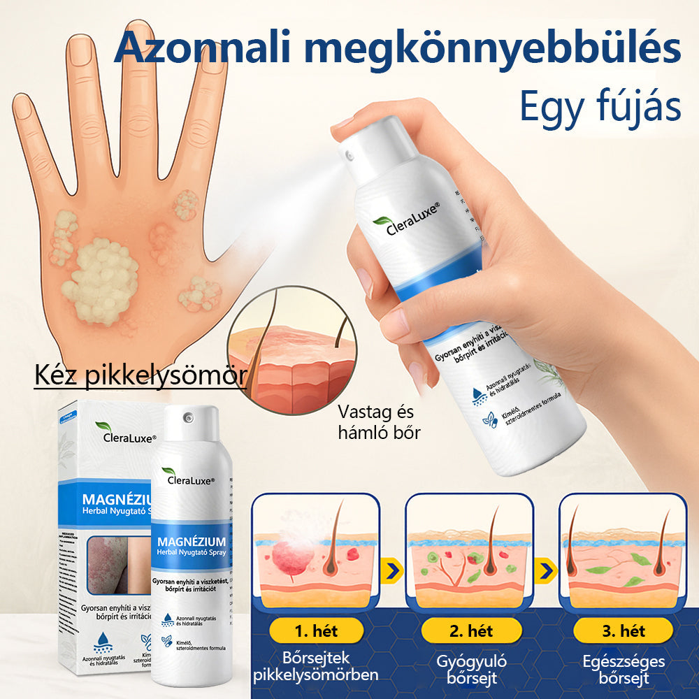 🏆CleraNature® Magnéziumos Spray – Gyors Enyhülés Viszkető, Vörös és Érzékeny Bőrre (Még Intim Területeken is)🏆