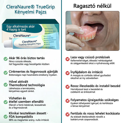 👩‍⚕️CleraNaure® TrueGrip 🔥 Egyél bármit újra 🏆 36 órás sziklaszilárd tartás