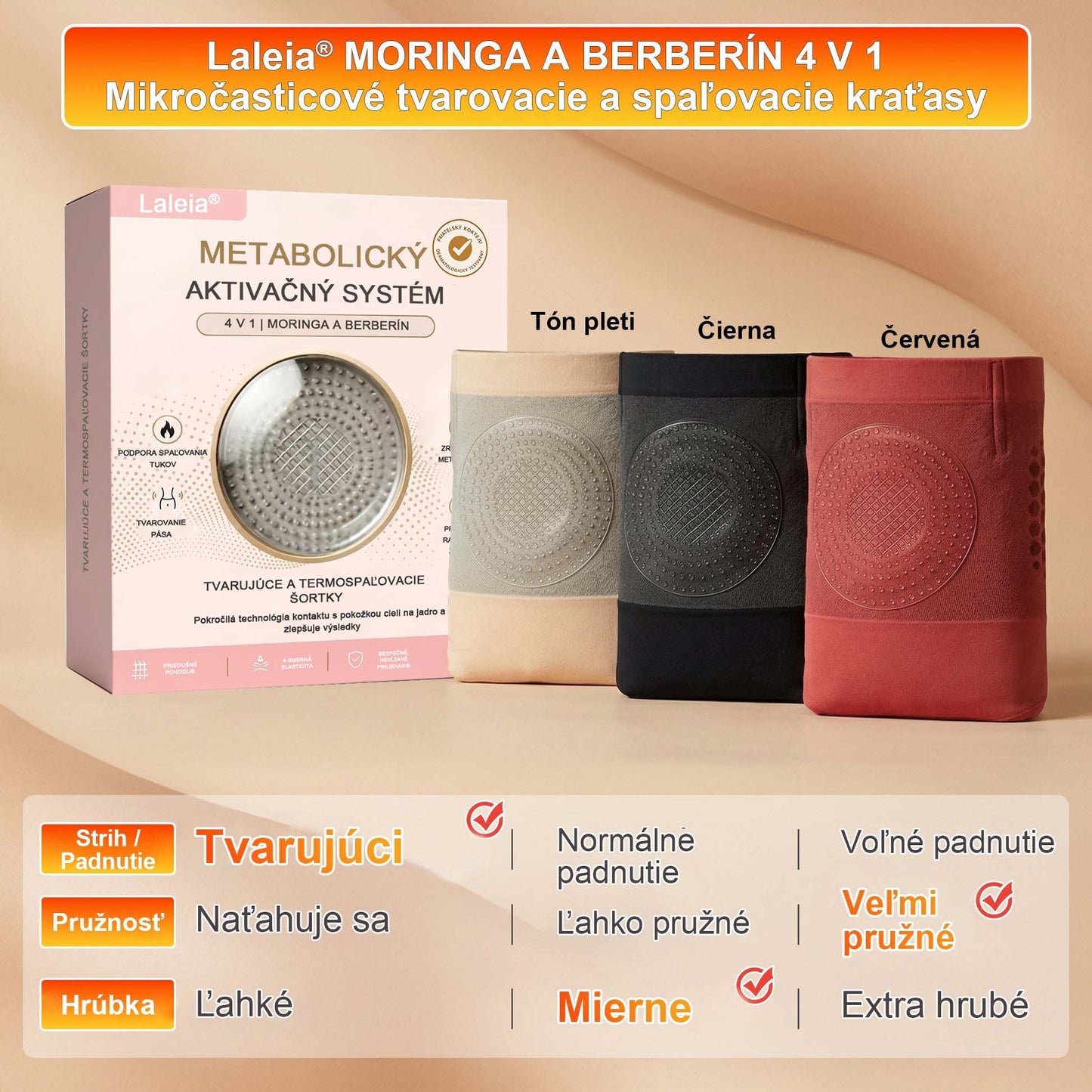 🛡️ Laleia® 2026 Moringa a Berberín 4 v 1 Mikročasticové tvarovacie a spaľovače tuku šortky