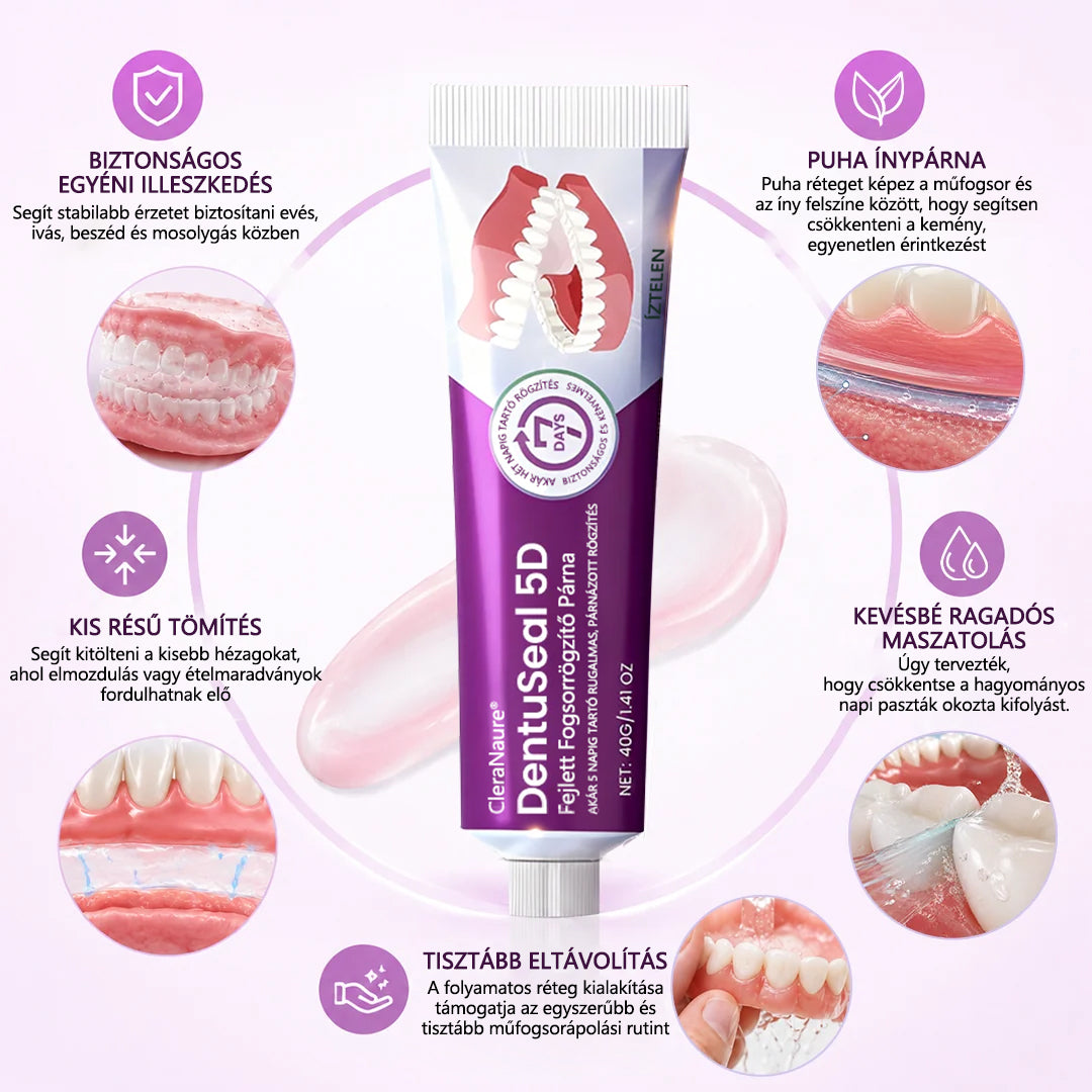 💜CleraNaure® DentuSeal 5D fejlett műfogsorrögzítő és párnázó ragasztó