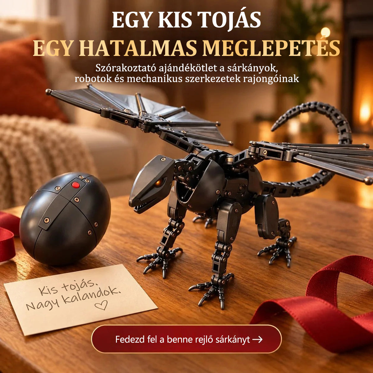 🔥 FORRÓ AKCIÓ – 50% KEDVEZMÉNY 🥚🐉 DragonMorph – Átalakuló mechanikus tojásból sárkánnyá játék 🐉