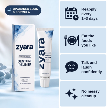 Zyara ™ | Stop Denture Slipping 100% — All-Day Secure Hold